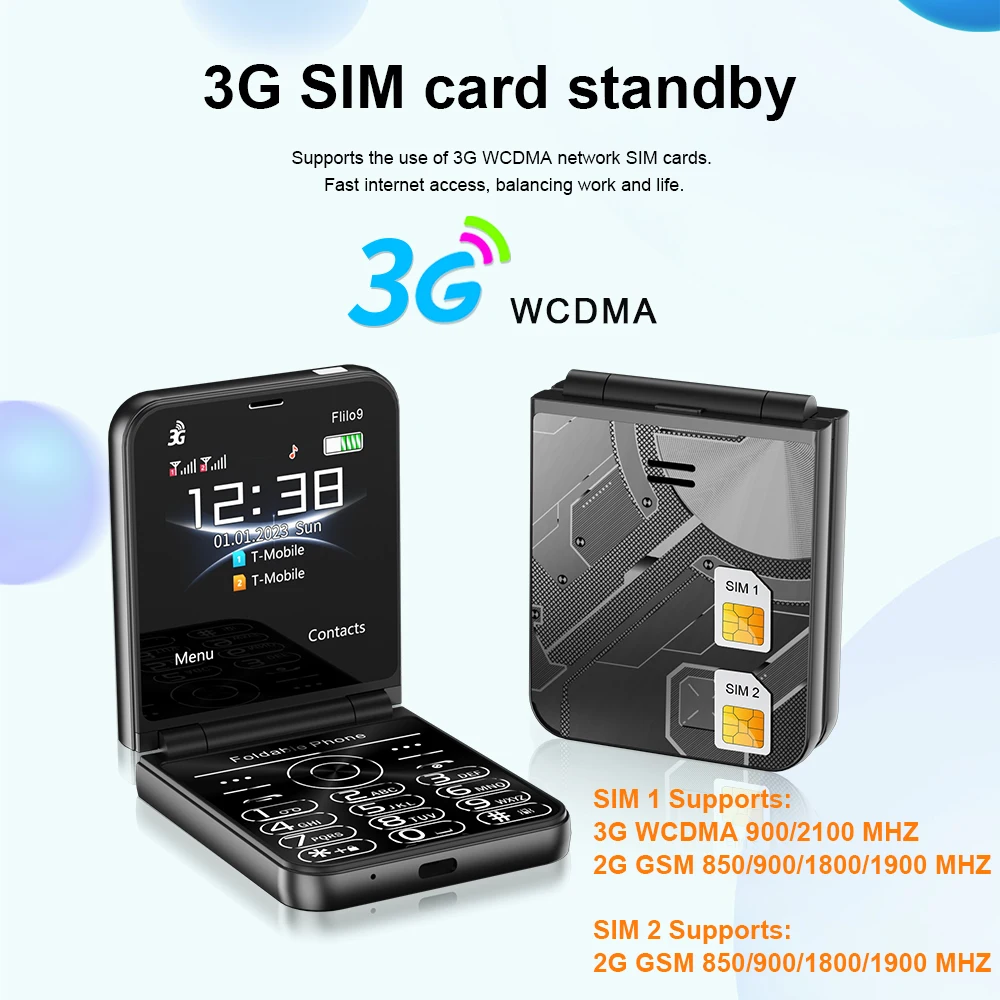 هاتف محمول قابل للطي ، 3G ، WCDMA ، شاشة "، مشعل SIM مزدوج ، اتصال سريع MP4 ، هاتف بقائمة سوداء ، هاتف خلوي ،