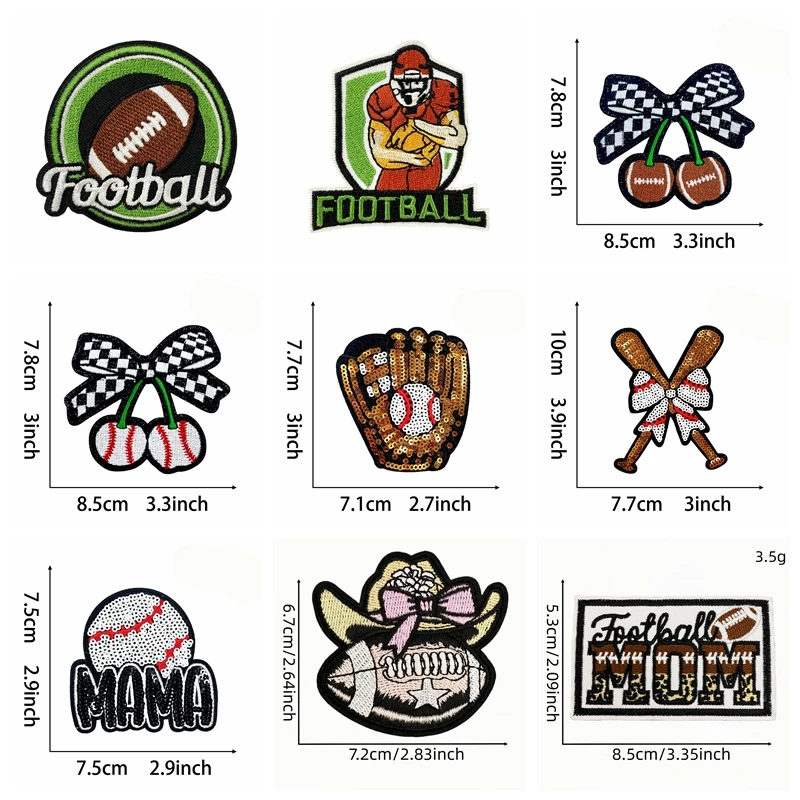 10PCS/Lots Leopard Print Football Embroidered Patch Iron On Patches For Clothing MAMA Baseball Patch Embroidery Sew Badges Patch view 4