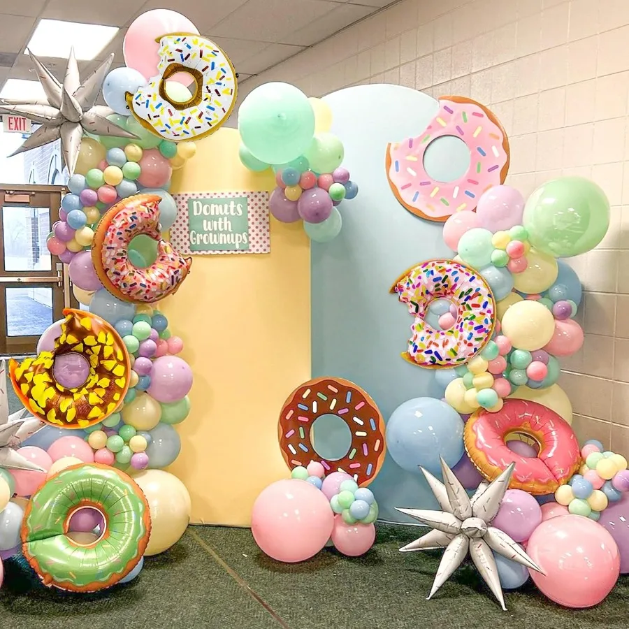 6個入り 大型ドーナツ型ホイルバルーン ドーナツ型マイラーアルミバルーン スイートキャンディスプリンクルホイルバルーン 誕生日 ベビーシャワー 結婚式用