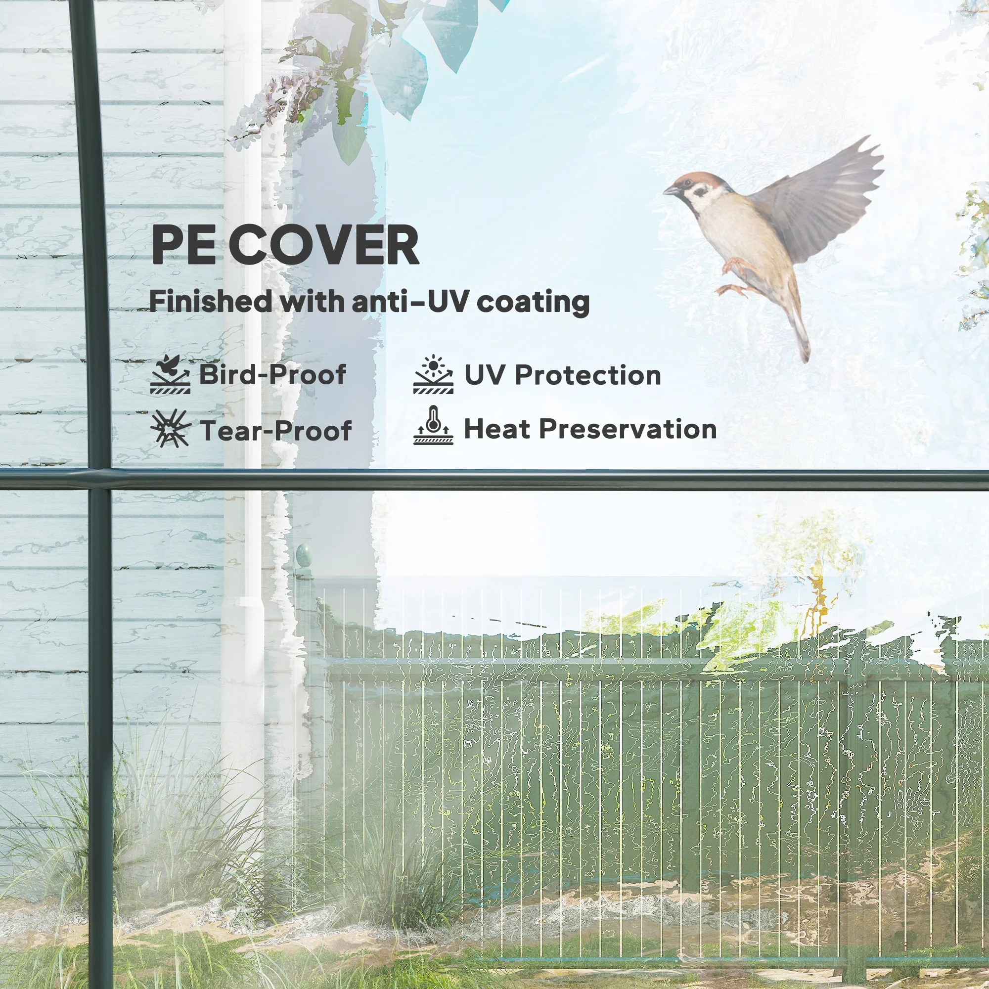 Polytunnel Greenhouse with Clear Cover, Walk-In Grow House, 3 X 2 X 2m