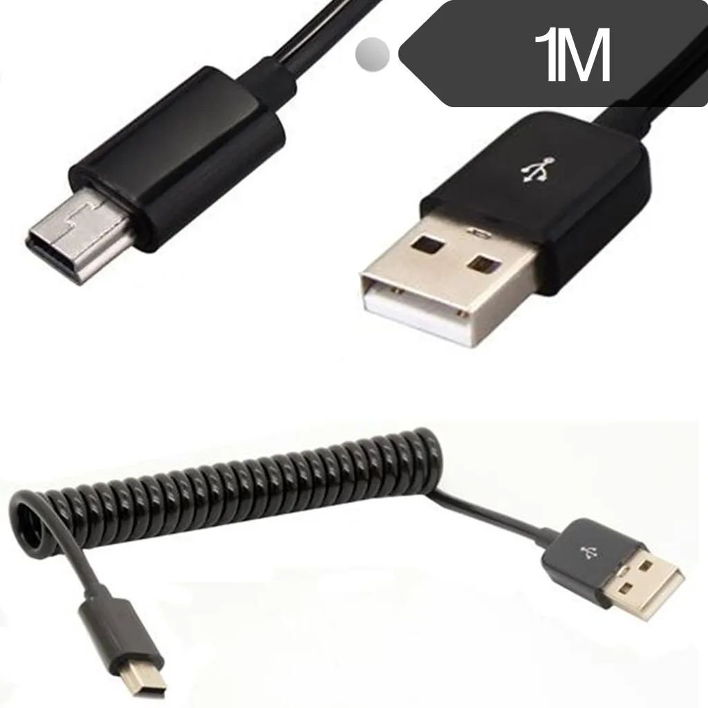 10 stóp spiralnie zwijany MINI 5 Pin USB męski do USB 2.0 kabel męski