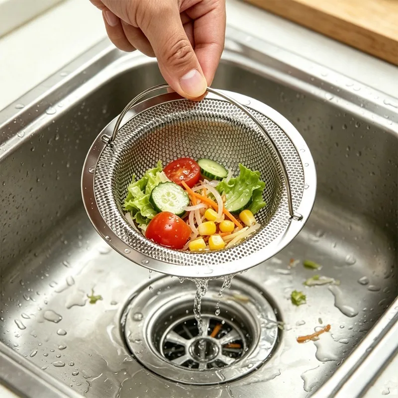 2pcs Sink Strainers with Handle, Universal Kitchen Drain Strainers, Efficient Anti-Clogging Food Residue Filters, Rust-Proof