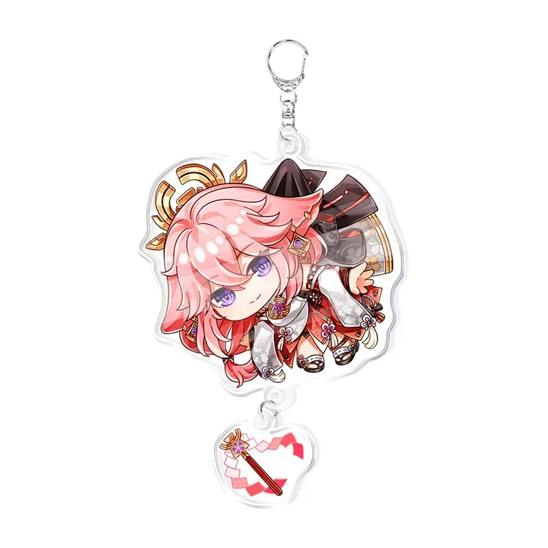 Genshin Impact Raiden Nahida Keqing Klee Lumine Cartoon Keychain Acrylic Pendant Keyring Boys Girls Bag Tag