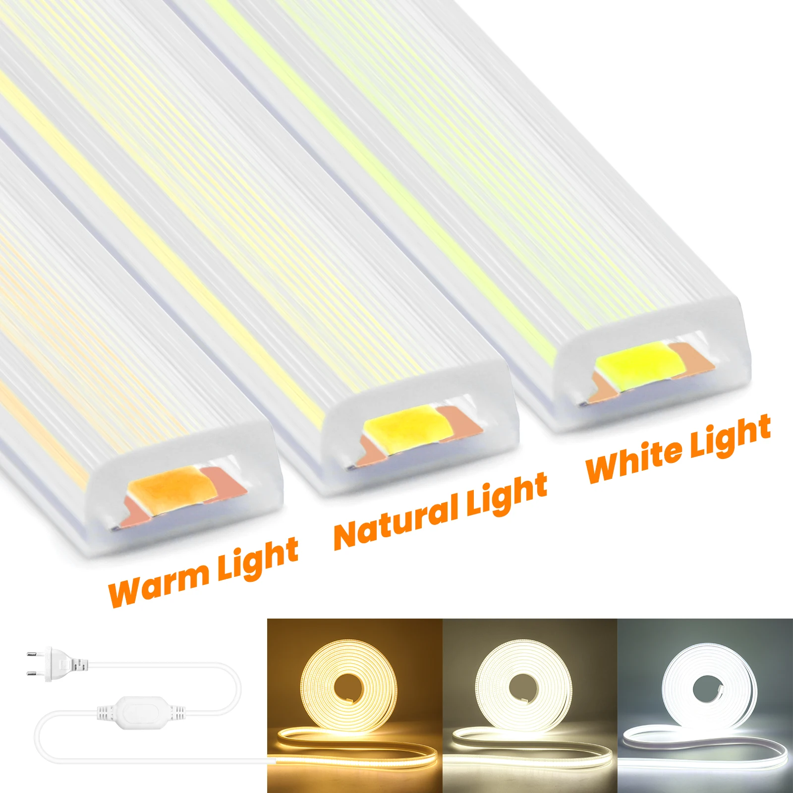 220V Cob LED Licht 288leds/M Im Freien Wasserdichte Wohnkultur 5/10/50/100M COB Led Streifen 50cm Cuttable Garten Lichter Für Küche