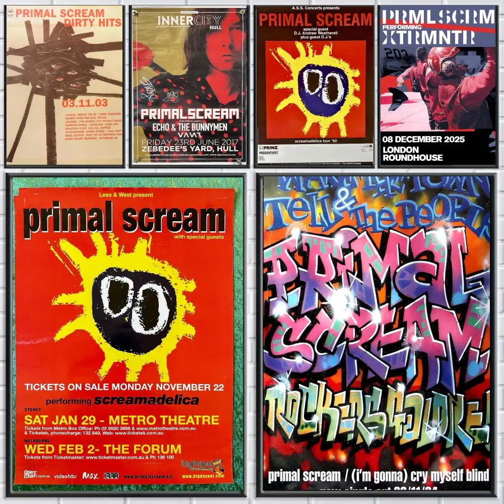 band P-Primal Scream-M Poster Peel and Stick Wall Art for Cafe Office Bar and Home Decoration
