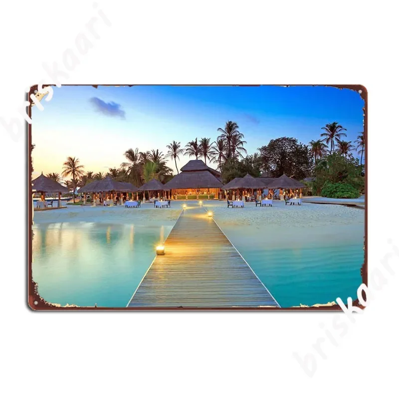 Maldives Islands Asia Sun Poster Metal Plaque Cinema Wall Plaque Wall Cave Personalized Tin Sign Poster