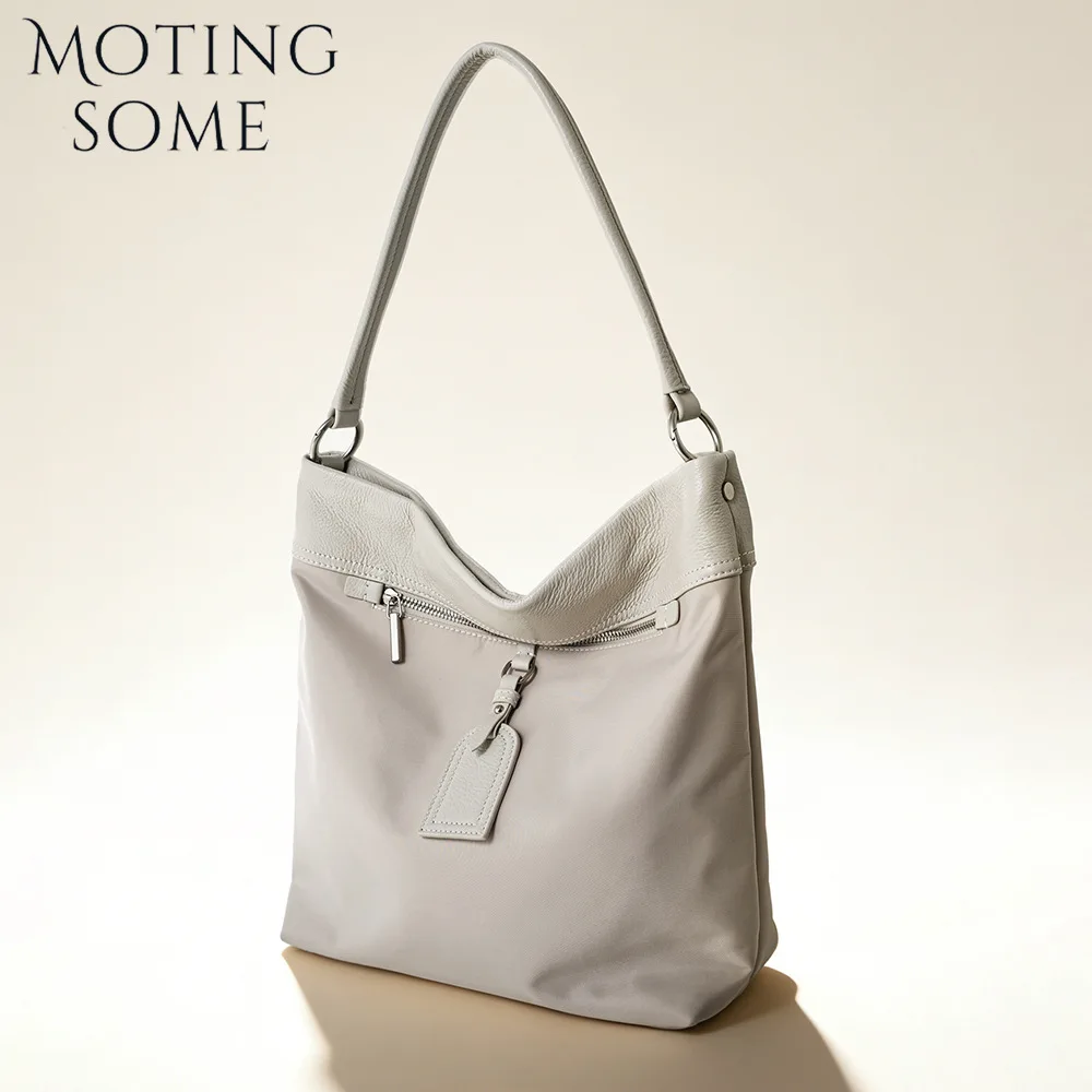 

MOTINGSOME Quality Nylon Bags Woman Lightweight Luxury Commuter Large Capacity Shoulder Bag Minimalism Bucket Tote 2026 New In