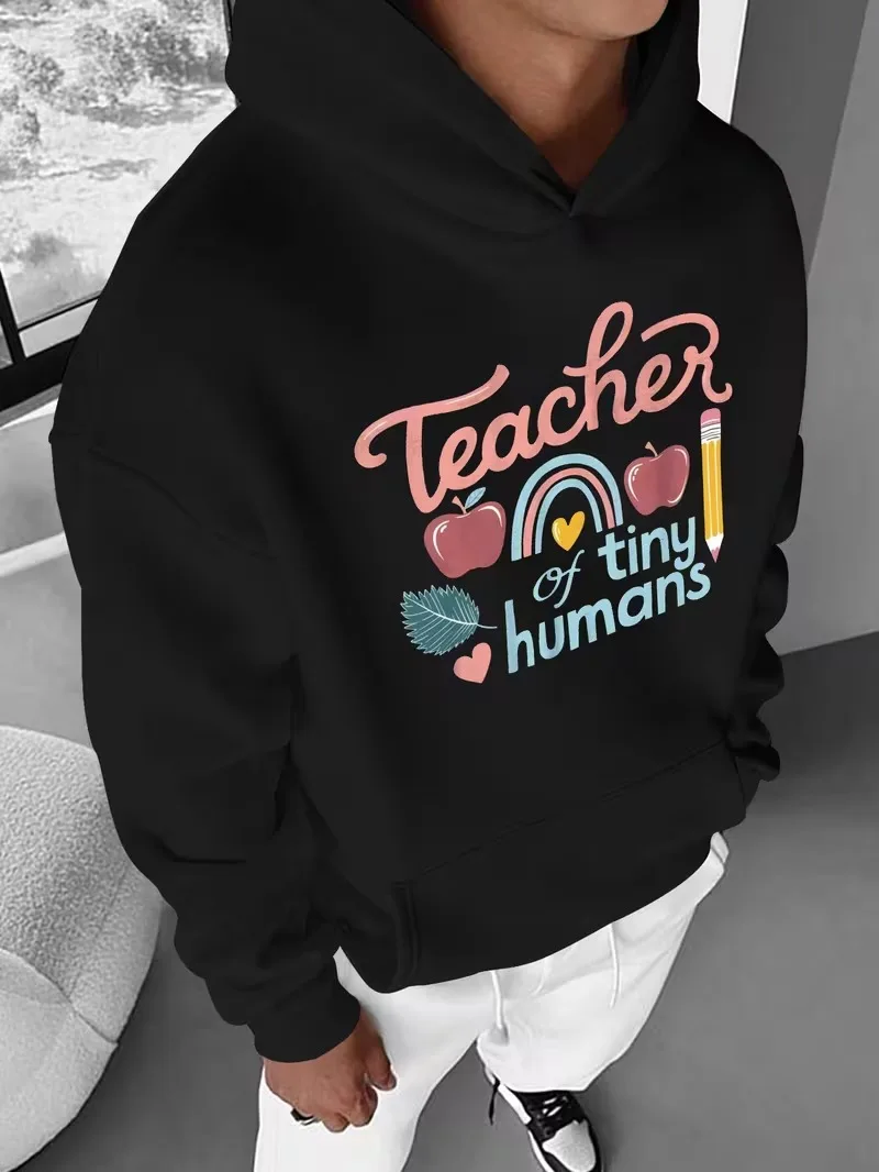 سويت شيرت رجالي فضفاض بغطاء للرأس، بلوفر أسود على طراز الشارع، قميص أمريكي كاجوال بقلنسوة، مناسب لهدايا عيد الميلاد #1