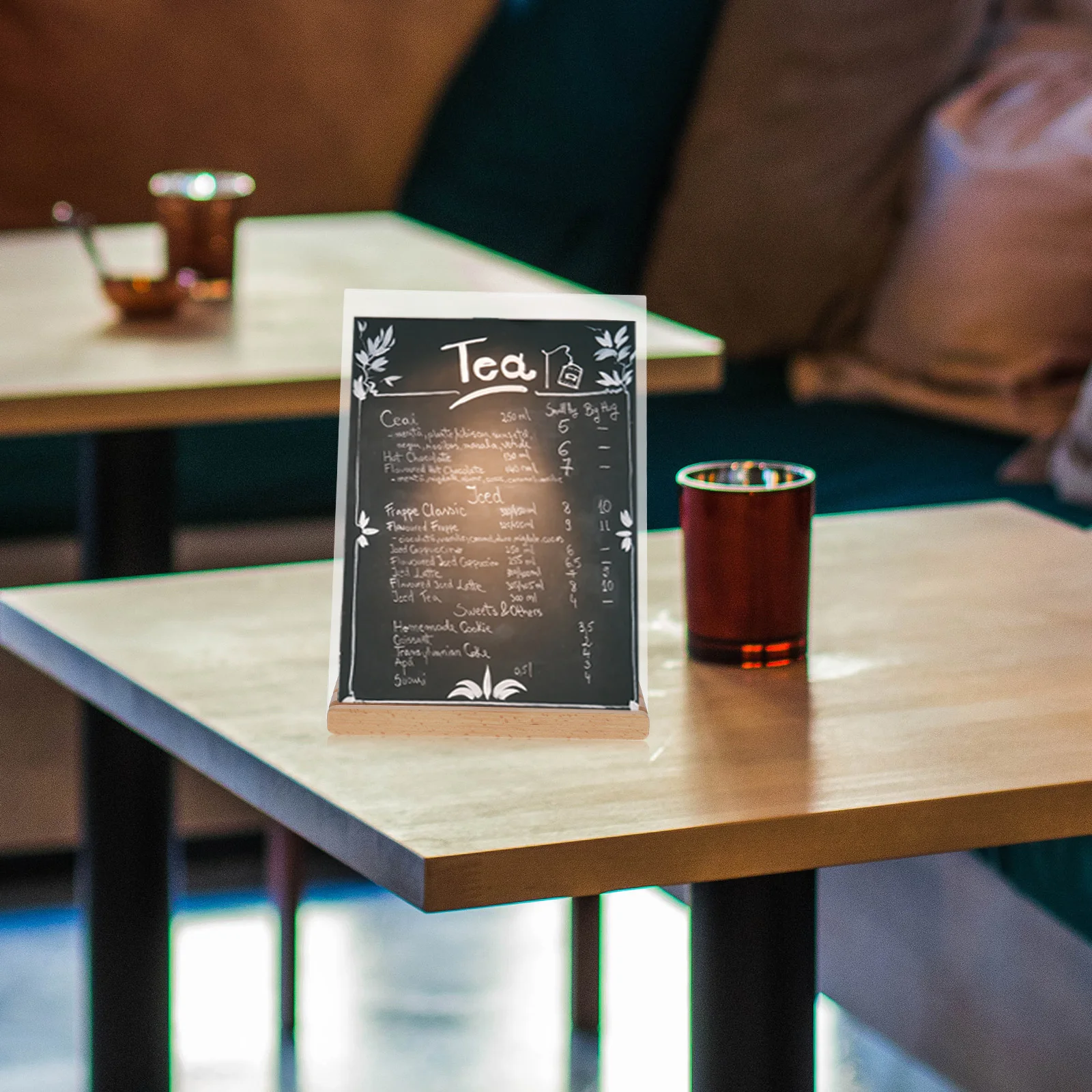 Akrylowy Stojak na Tabliczki 210x297mm Grube Drewniane Podstawy Ekspozycyjne na Plakaty Meny Materiały Promocyjne Restauracja Kawiarnia Księgarnia