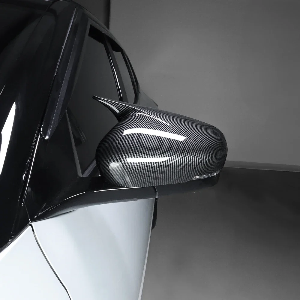 لكيا EV4 2025 2026 2 قطعة مشرق الأسود الثور القرن سيارة مرآة الرؤية الخلفية غطاء الكسوة الملحقات الخارجية