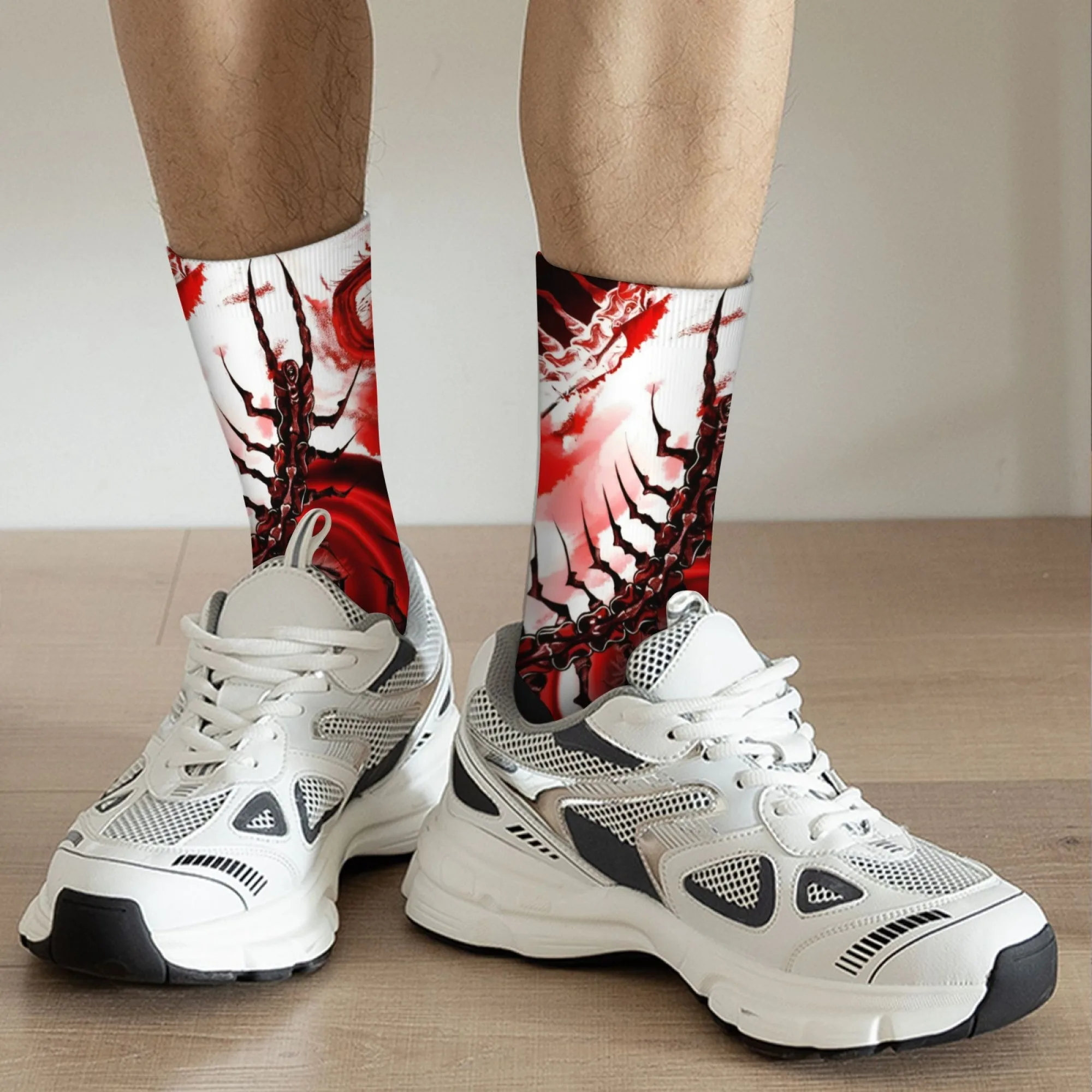 Streetwear-Herrensocken mit Evil Eye-Design, schwarzer Gothic-Druck, rutschfeste, bequeme Söckchen für Freizeitkleidung