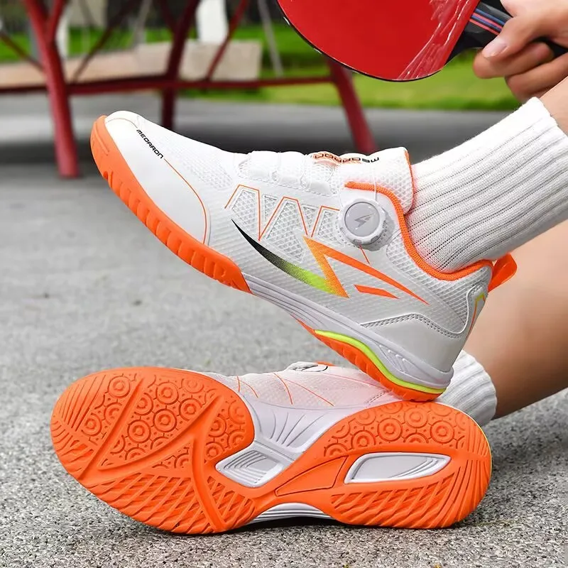 New Rotating Buckle Cowhide Sole Men's and Women's Training Shoes Anti Slip and Wear-resistant Youth Table Tennis Shoes