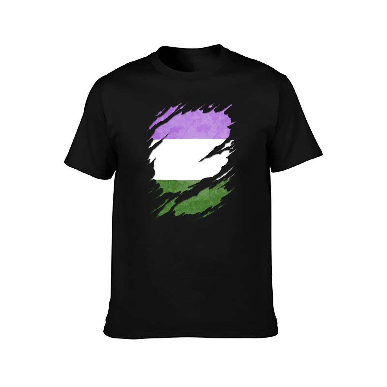 Genderqueer Pride Flag Ripped Reveal T-Shirt Dry Fit Athletic Short Sleeve Shirt T-Shirt