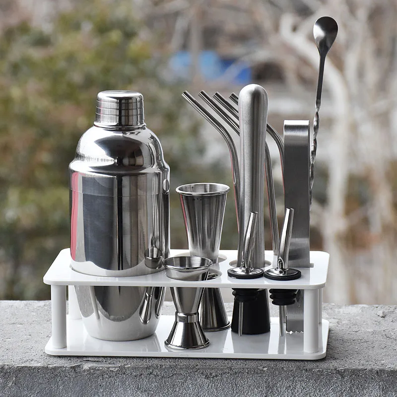 Boston Cocktail Shaker Bar Tools Wine Mixer Set Bartender Cocktail Shaker Tool Kit With Holder