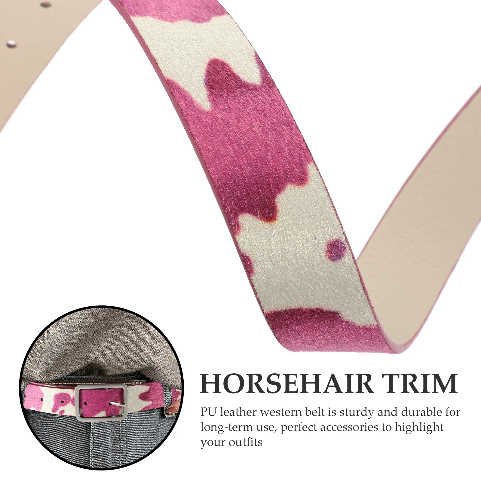 

Cow Print PU Belt for Women Jeans Belts Adjustable Western Imitation Animal Print Accessories Fashion Pants Belt