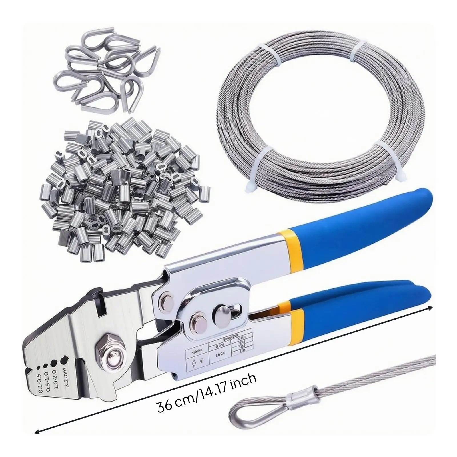 All Purpose Cable Crimping Pliers with Cutting Edge for Wire Rope Loop Making and Steel Sleeve Compression Work - view 4