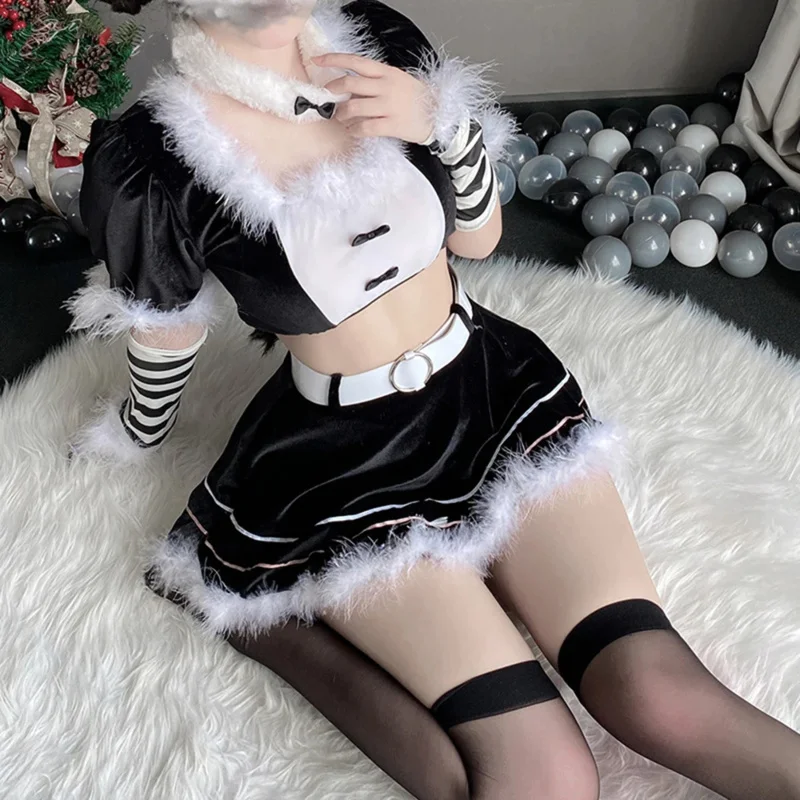 

New 2025 Women Christmas Xmas Lady Santa Claus Velvet Dress Sexy Lingerie Set Halloween Cosplay Costume Sweet Maid Bunny Gir❤❤dd