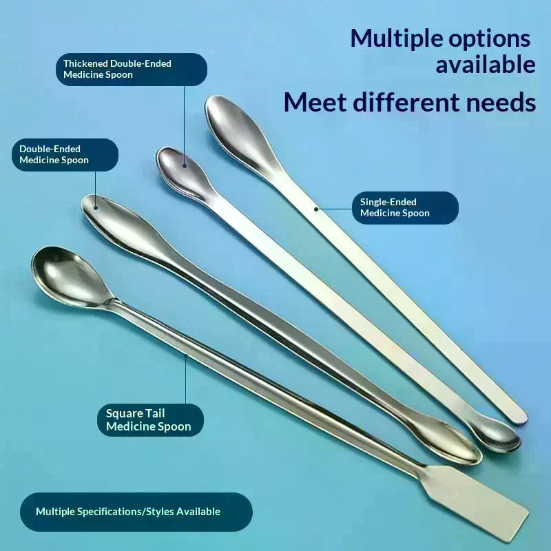 Stainless Steel Medicinal Spoon Ladle Double-ended Experiment Pharmacy Lab Use Reagents Sample Spatula Weighing Spoon