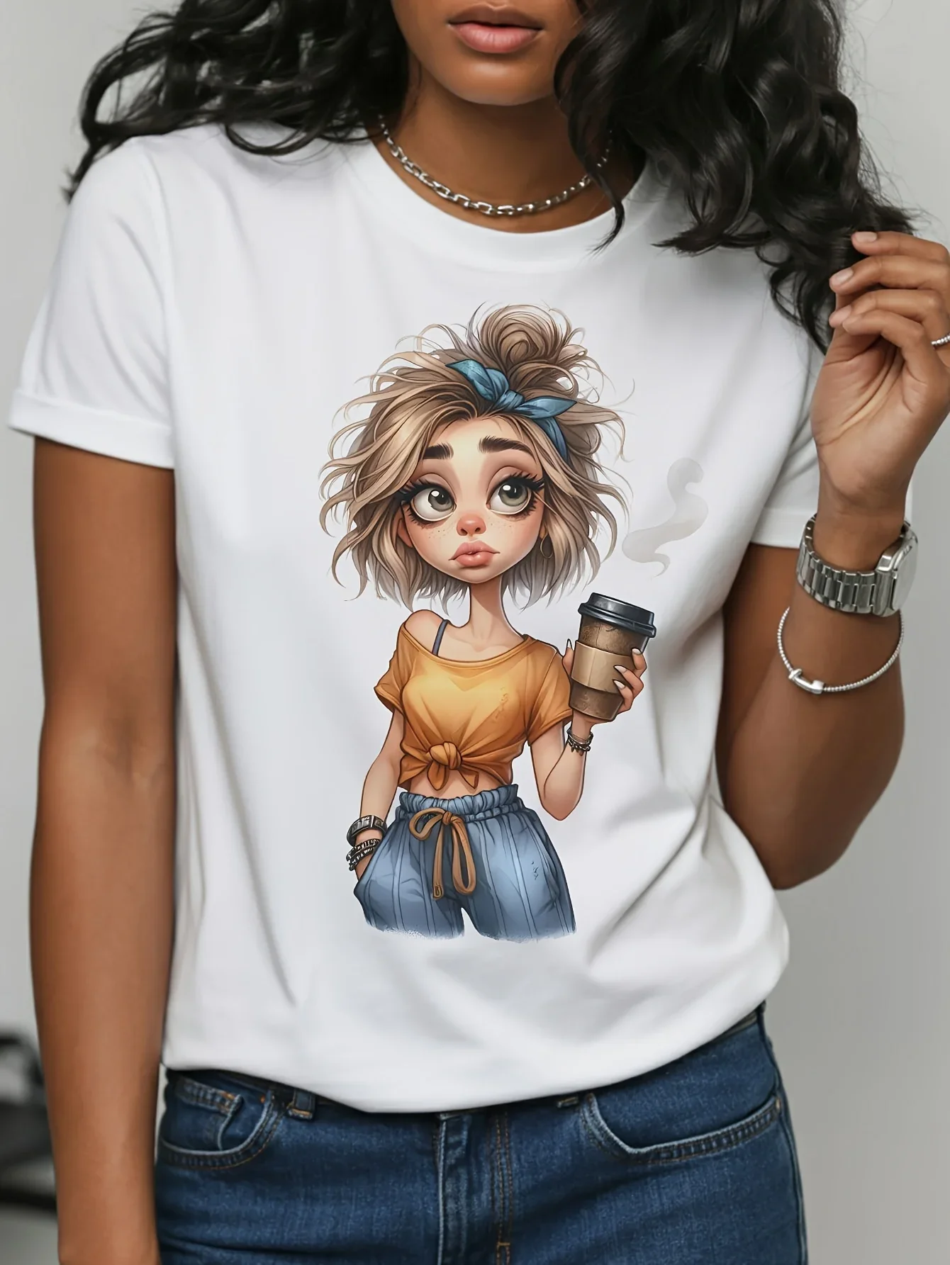 مضحك القهوة المحبة الصيف يجب Harajuku قصيرة الأكمام عارضة المرأة تي شيرت الملابس الشارع قمم تيز الملابس الجمالية #1