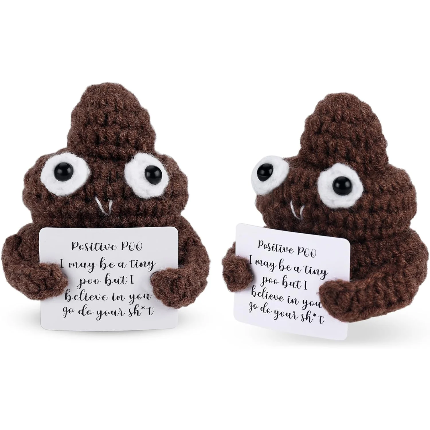 Funny Positive Knitted Poop Doll With Encouragement Card Creative Cute Inspirational Poo Doll for Birthday Gifts Party Decor