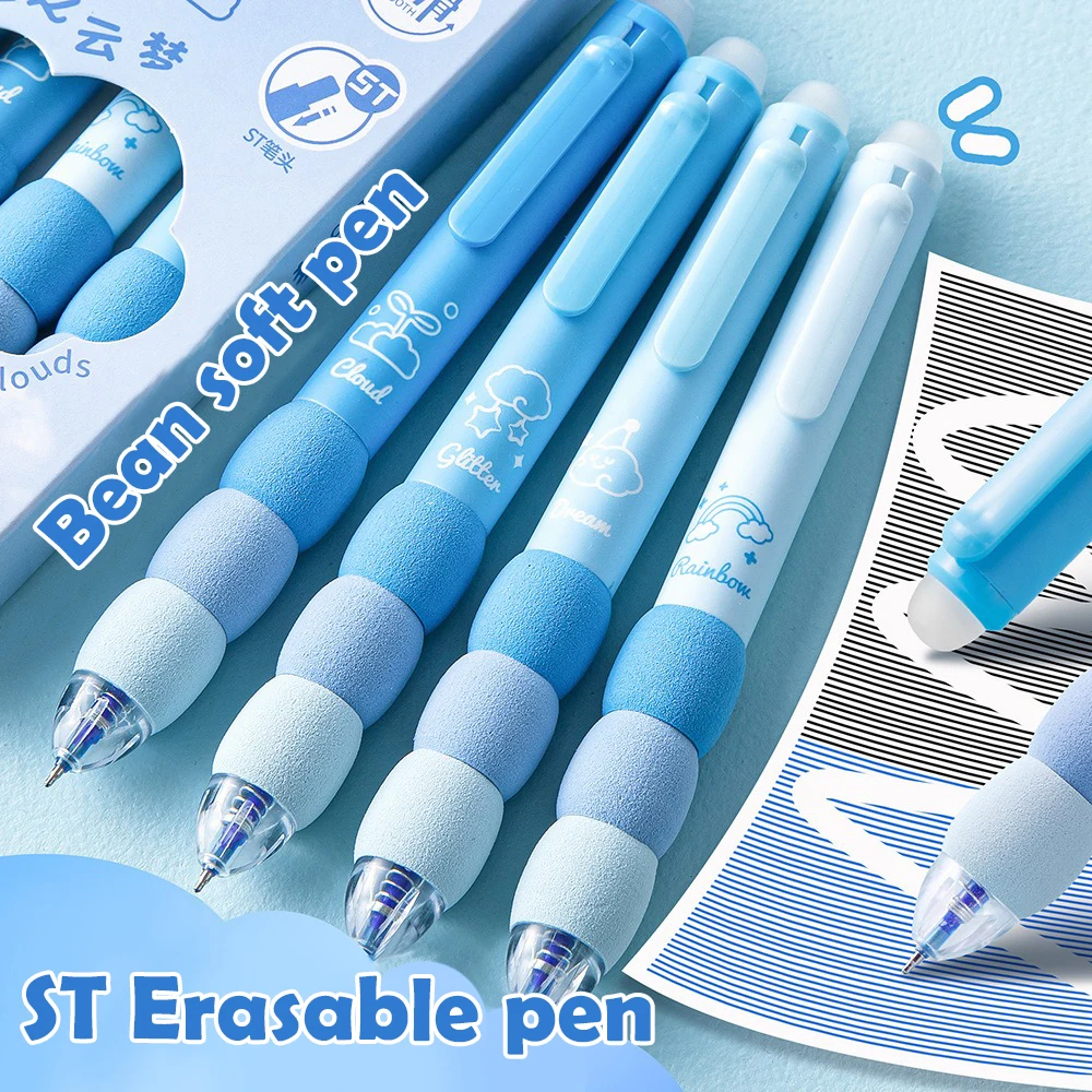 4Pcs Cartoon Erasable Gel Pens Kawaii Black Ink Quick-Drying Writing Smooth Elegant Neutral Pens Aesthetic Students Stationery image 5