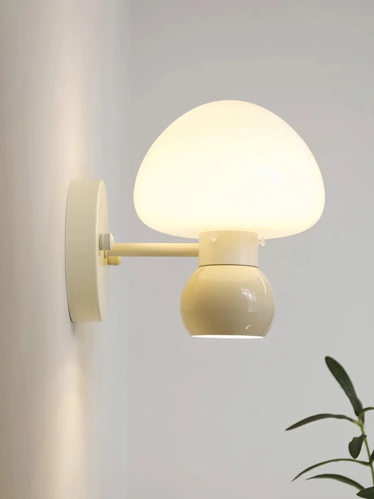 Ancient mushroom wall lamp Bauhaus designer living room background wall corridor French cream style bedroom bedside lamp