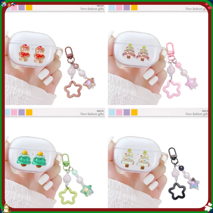 New Christmas Keychain Case For SoundPEATS Air 3 Deluxe HS /air3pro Case Silicone Earphone Cover For SoundPEATS Air3Pro