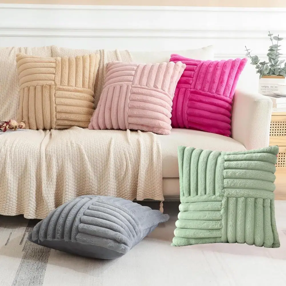 Plush Throw Pillow Cover 18x18 Inch Soft Fur Cushion Cover Machine Washable Fluffy Pillowcase for Sofa Living Room Bedroom Decor