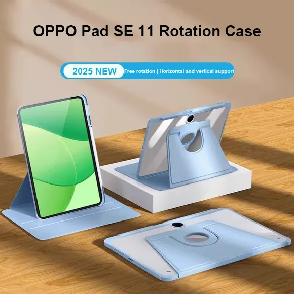 

Вращающийся акриловый жесткий чехол для OPPO Pad SE 11 2025 Pad2 Pad3 11.61 Air 2 Neo 11.4 Air 10.36 3 Pro 12.1 4 Pro 13.2 с слотом для ручки