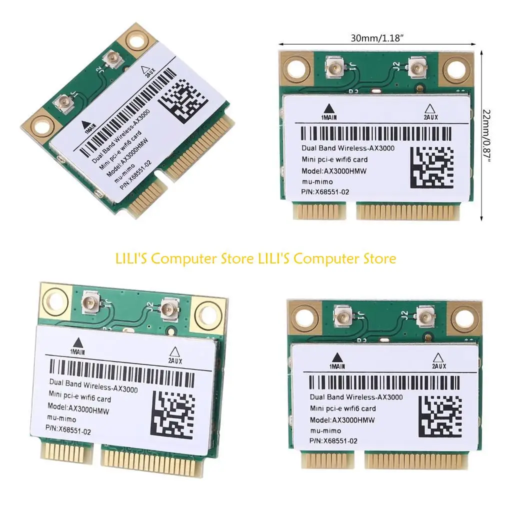 

A52B 2974Mbps Wifi 6 Dual Band AX3000 Wireless Half Mini PCI-E Wlan Wifi Card