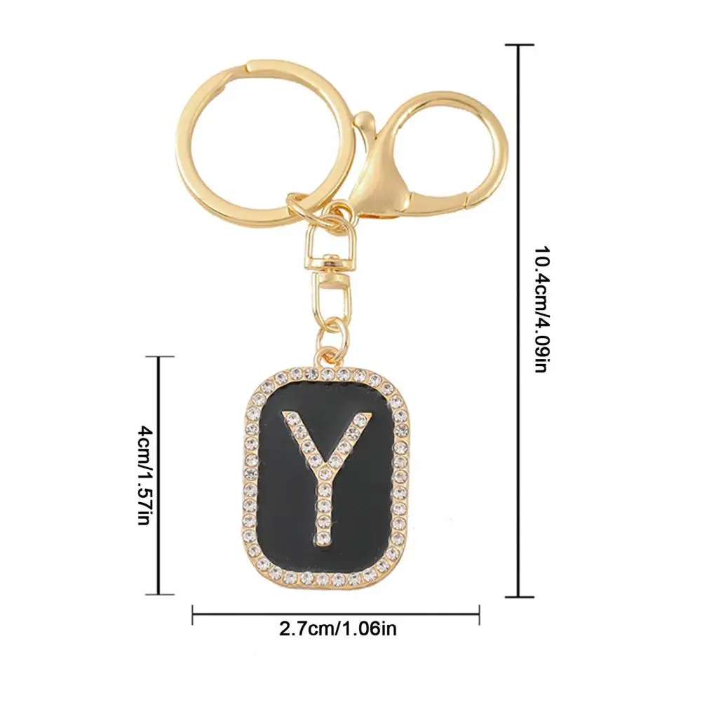 A-Z Rhinestone Letter Keychain, Zinc Alloy Capital Letter Keyring, 26 Alphabet Charm for Handbags Backpack Keychain