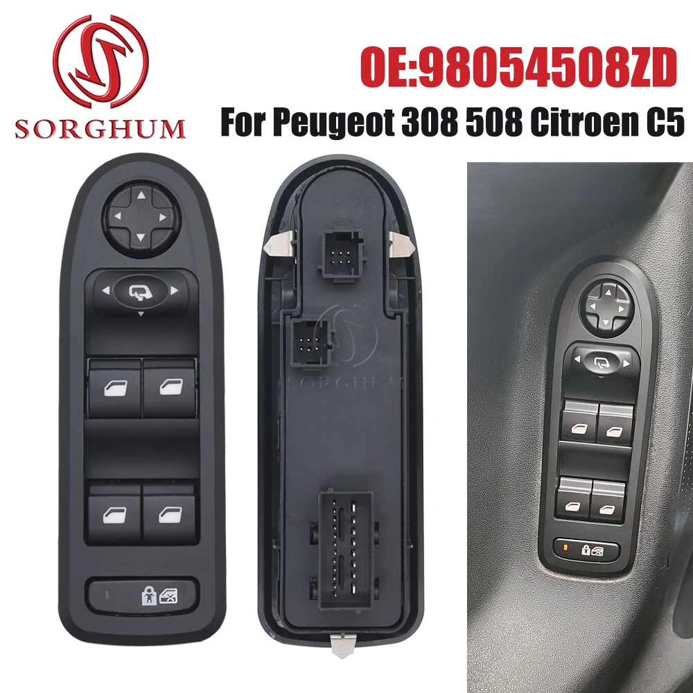 SORGHUM Window Switch Lifter Button Controller Accessories 6490.QY For 2008-2013 Peugeot 308 508 2007-2013 Citroen C5 98054508ZD