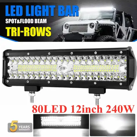Car LED Light Bar Offroad 4x4 Spotlights Fog Lamp 12V 24V 3 Rows Headlight Truck Farm Tractor Boat SUV ATV Light Bar/work Light
