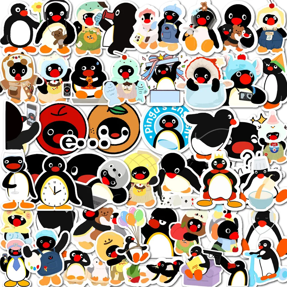 50 hojas Familia de pingüinos Pingu Anime lindo dibujos animados Animal Graffiti impermeable portátil cuaderno cuenta pegatinas