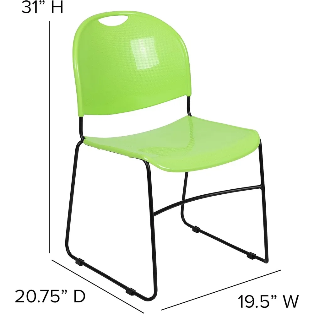 Silla de estudiante de apilamiento escolar ultracompacta verde, adecuada para la oficina, área de espera escolar, silla ergonómica para invitados de