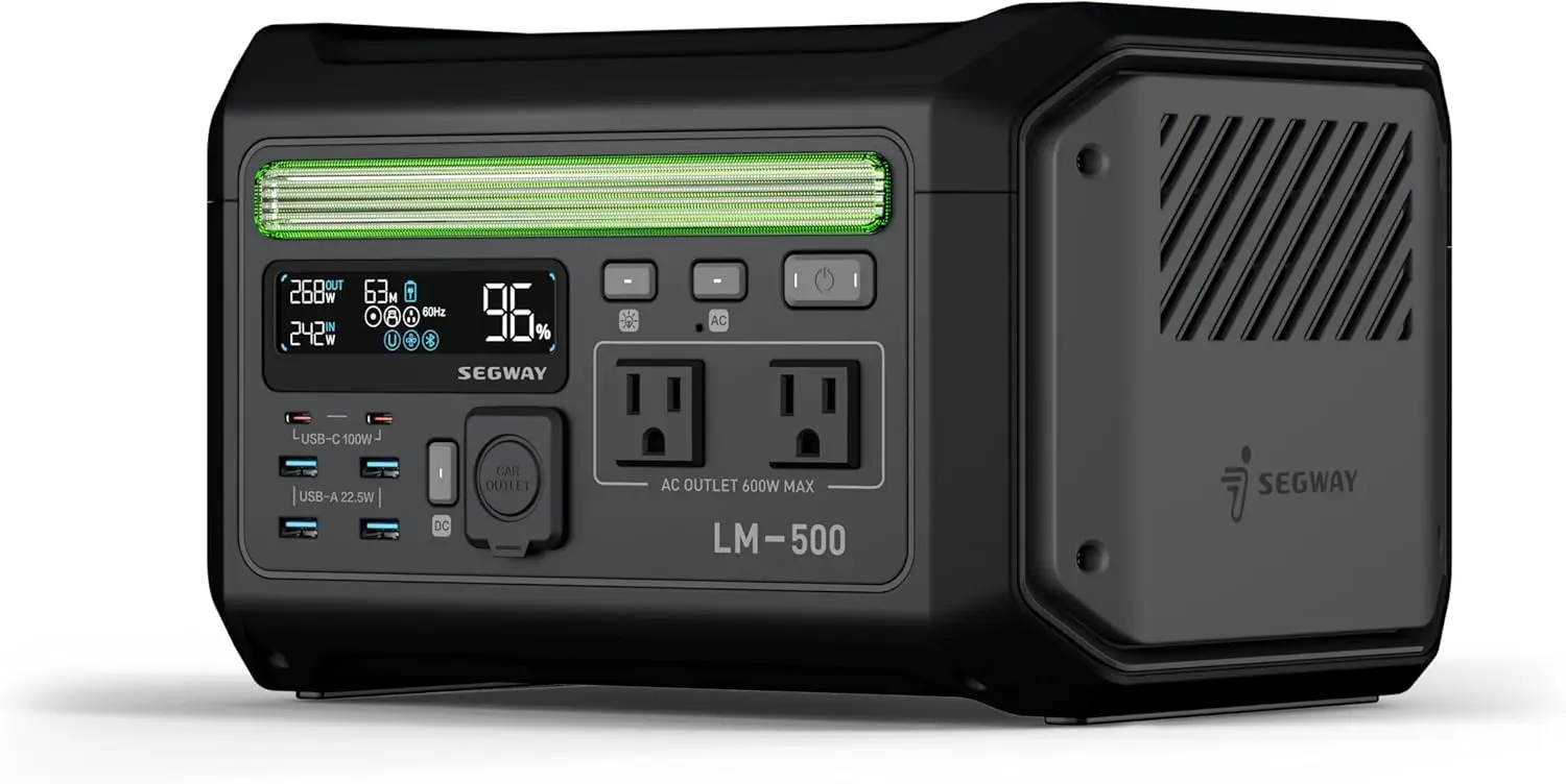 

Lumina 500 Portable Power Station with LiFePO4 Battery, 512Wh 9-Port PowerHouse, 600W AC Output Solar Outdoor Generator (Solar P