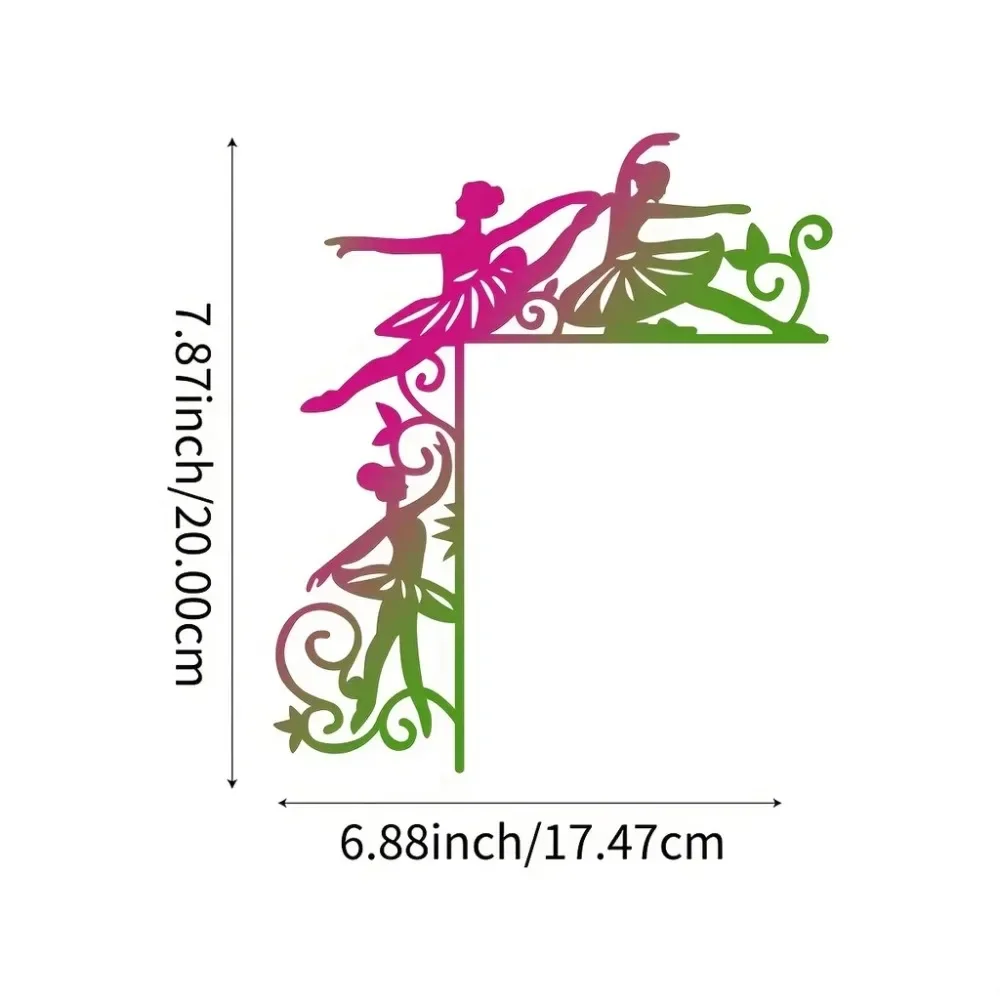 CIFBUY Adhesivo de pared de bailarina colorido, decoración artística de hierro para marco de esquina de puerta