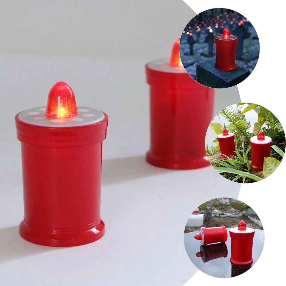 2 Stück flammenlose Lichter betriebene LED-Kerzen, warmes Dekor, Friedhofslampen, sichere wiederverwendbare dekorative Beleuchtung