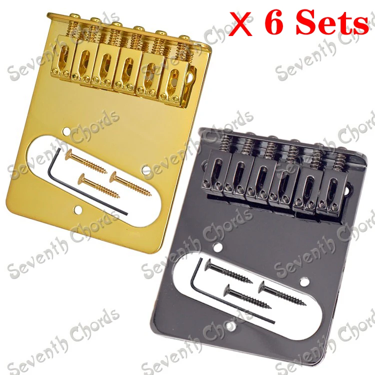 

6 Set/Pack 6 String Flat Saddle Bridge for TL Electric Guitar - Strings Through Bridge - 2 Colors