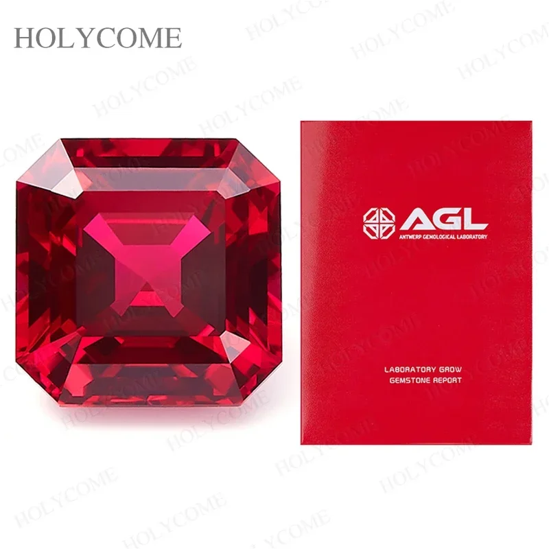 

Upgraded Lab Grown Ruby Asscher Shape Loose Gemstone Fashion Beads for Jewelry Making Diy Selectable AGL Certificate Excellent