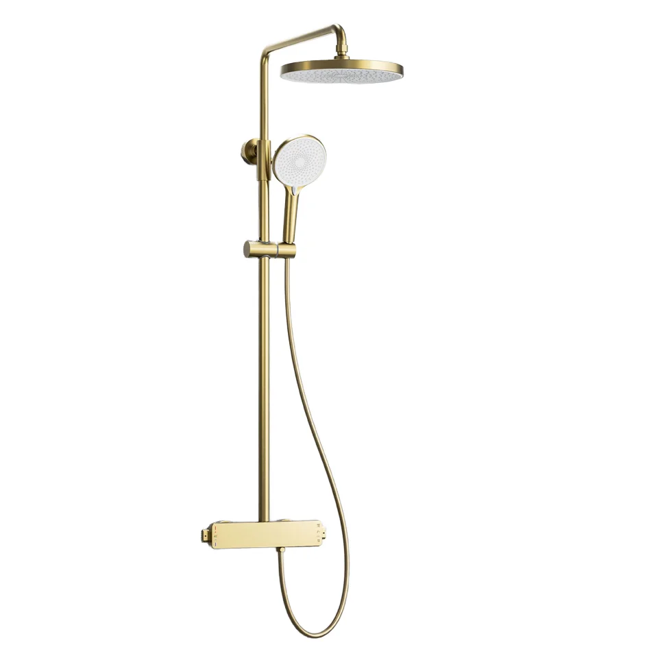 

Luxury High-Pressure Gold Rain Shower Set New Design Brass Mixer Faucet Soft Polish Ceramic Valve Core Wall Mount for Bathrooms