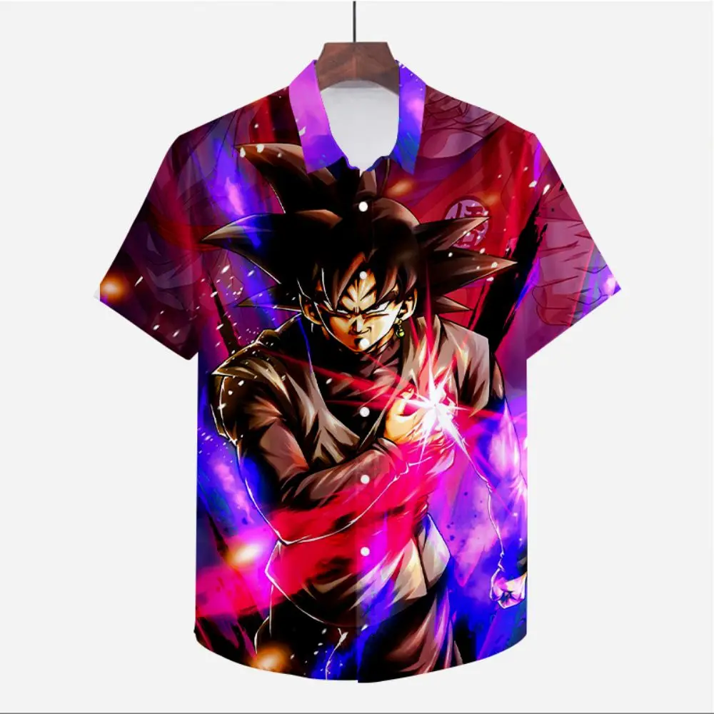 

Male Clothes Men's Shirt Cool Social Dragon Ball Z Beach Style Blouse Oversized Original Shirts Harajuku 5XL Short Sleeve Anime