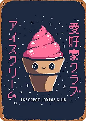 

ICE Cream Lovers Club Vintage Look Metal Sign Art Prints Retro Gift 8x12 Inch