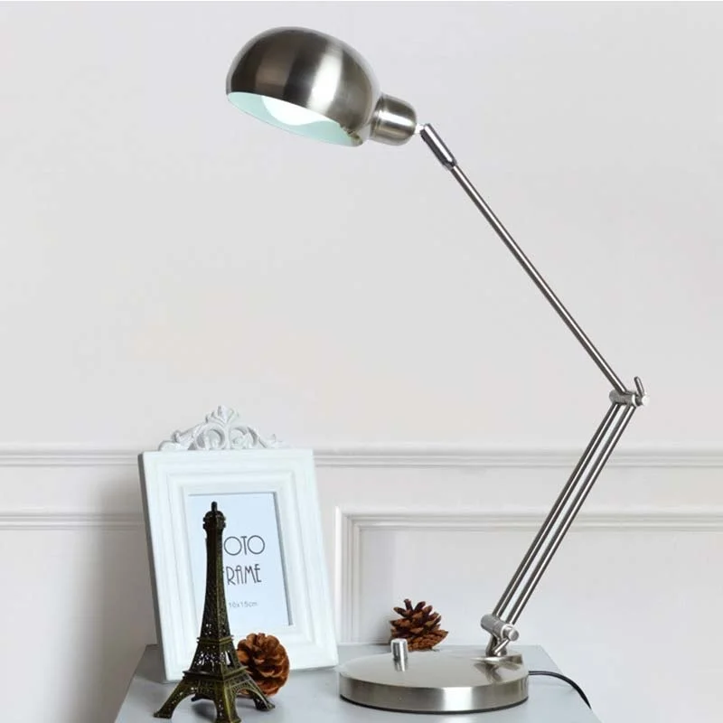 Black/Silver Modern Led Table Lamp with Adjustable Arm Eye protection Desk lamp E27 Edion Bulb for Reading Night light lamp 220V