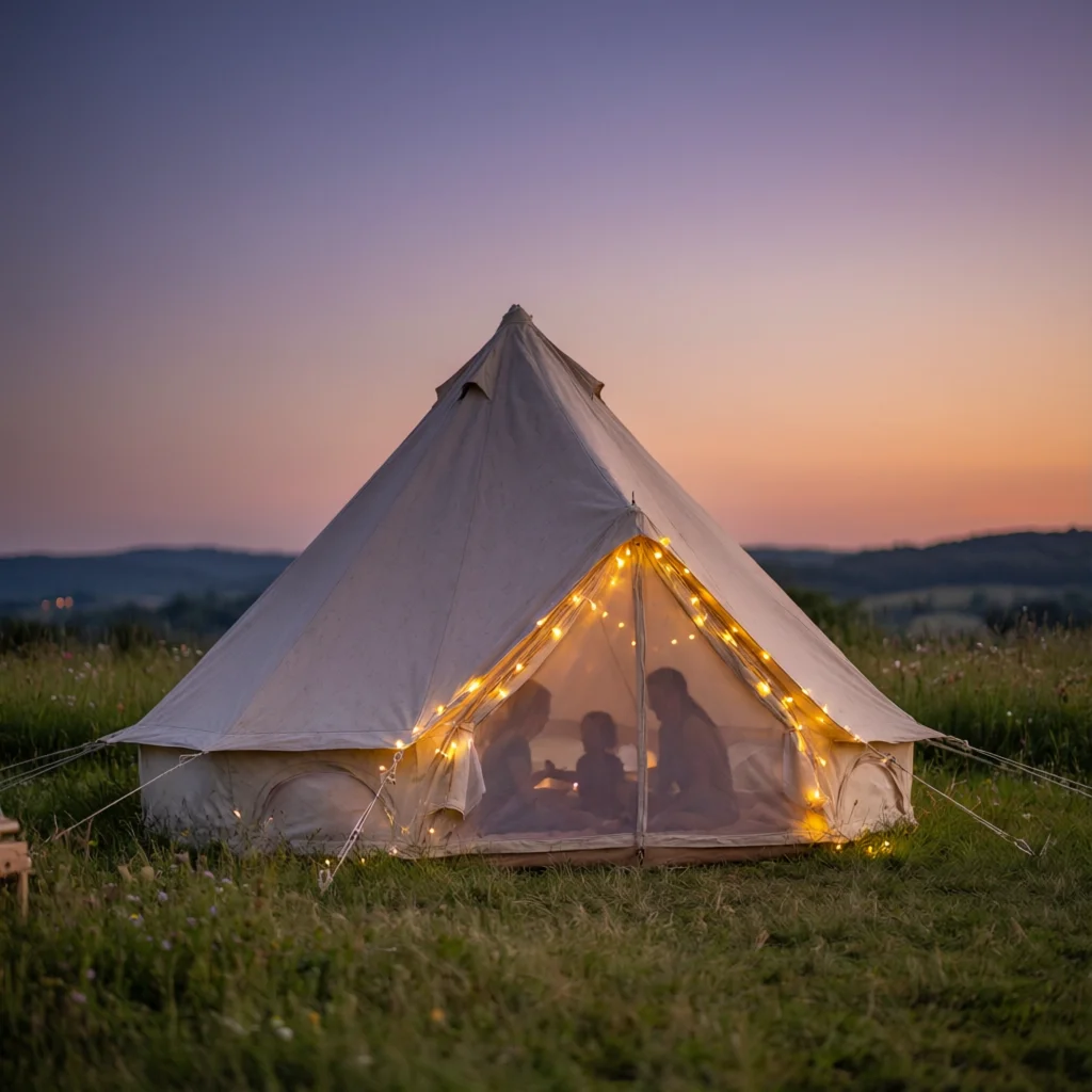 Double Layer Bell Yurt Tent Windproof Rainproof Warm Portable Four Season Camping Shelter