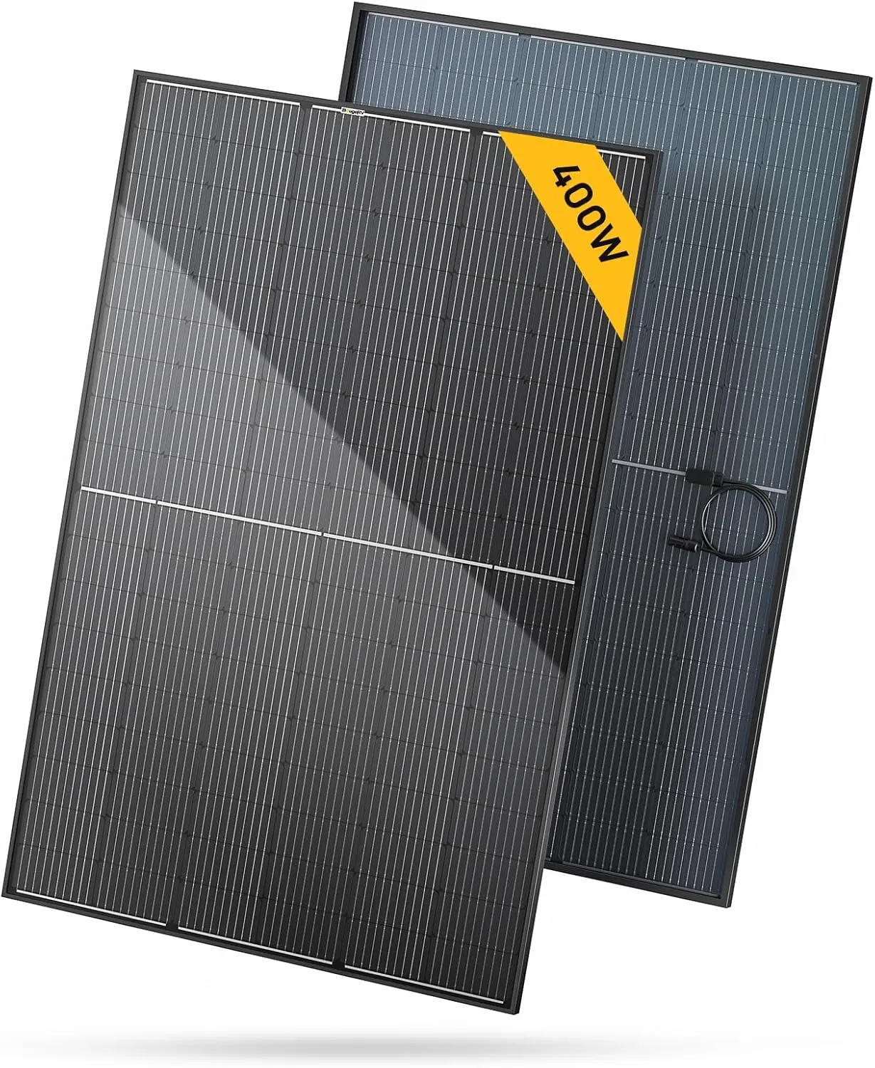 

Bougerv Bifacial 400 Watts 10Bb Mono Solar Panel, All Black Frame Monocrystalline Technology Work With 12/24 Volts Charger For