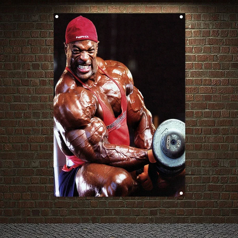 Exercise Fitness Banner Poster Wallpapers Muscular Hunk Flag Wall Hanging Man Body Building Tapestry Canvas Painting Gym Decor