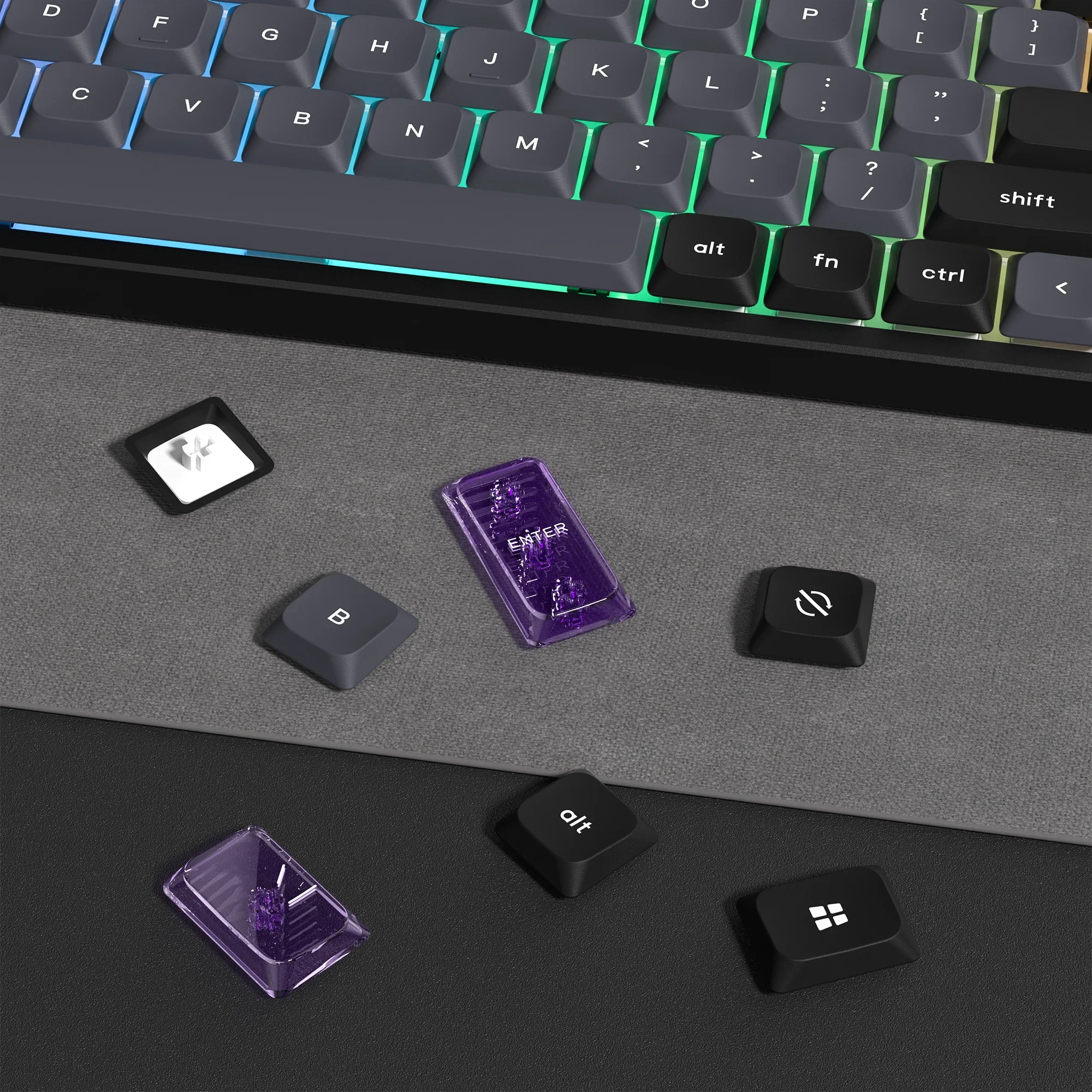 138 Tombol Keycap PBT Profil Rendah Keycap MX Ramping Double Shot Kustom untuk Keyboard Gaming Sakelar Mekanis Gateron Cherry MX