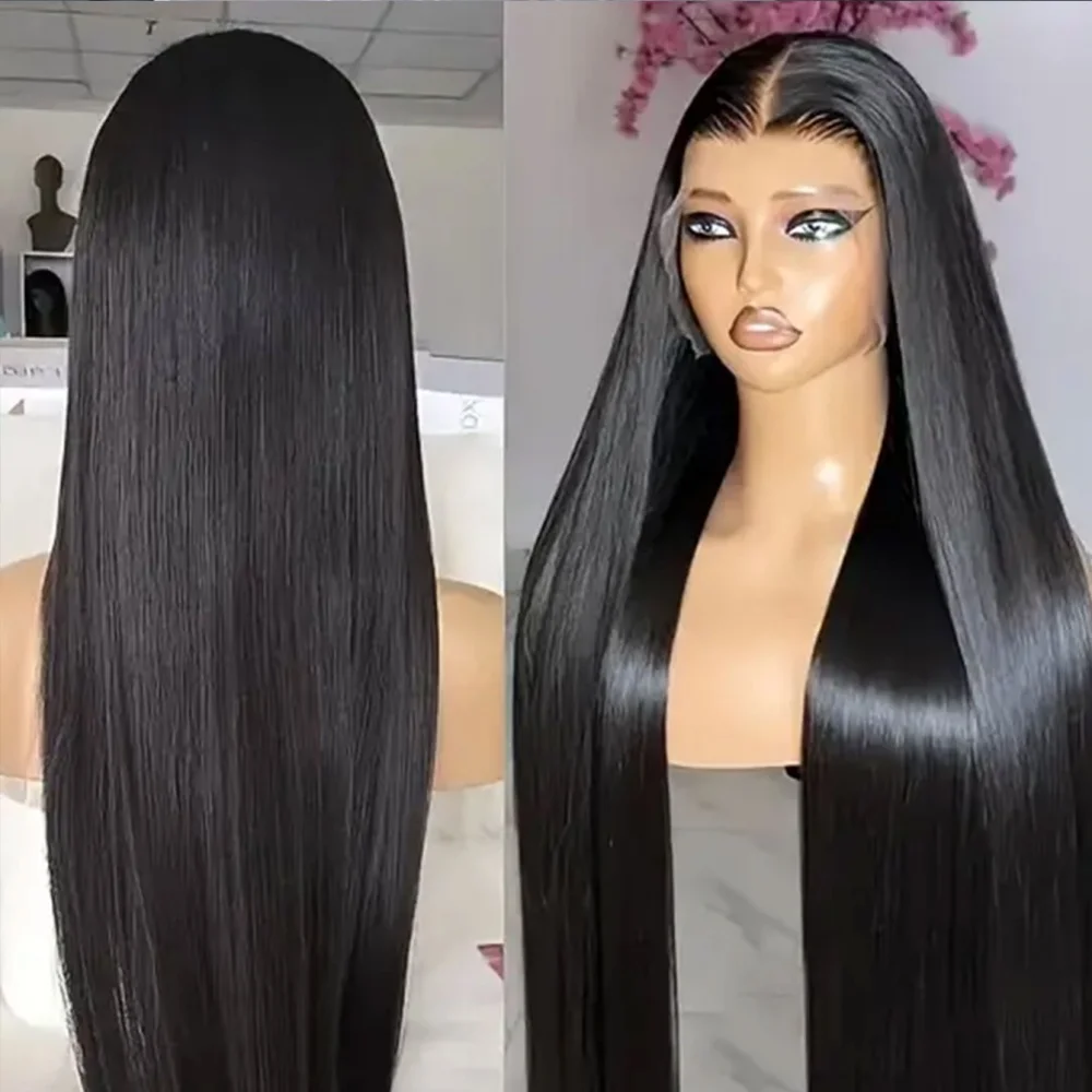 Pelucas frontales de encaje 13x4, cabello humano liso prearrancado con nudos blanqueados, densidad del 200, 13x4