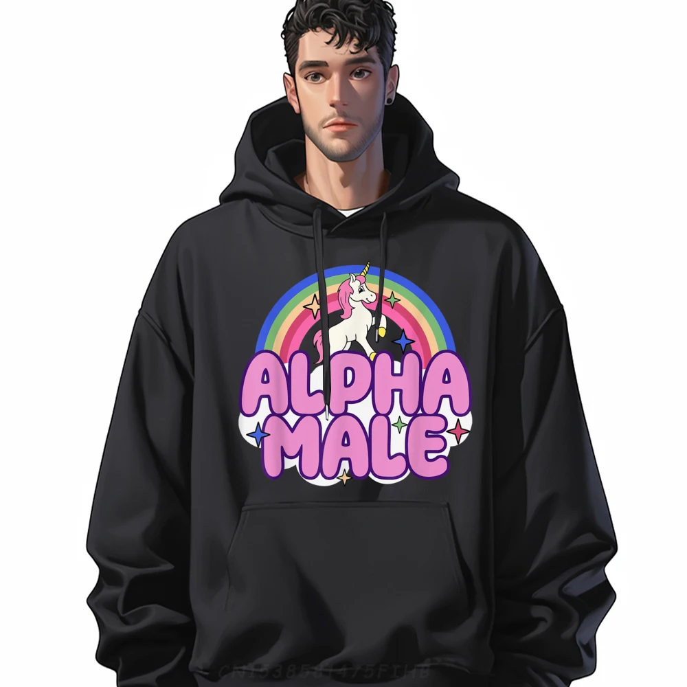 

Alpha Male Unicorn Funny Sarcastic Hoodies Normal Long Sleeve Graphic Round Collar Pullover Sweatshirts For Male